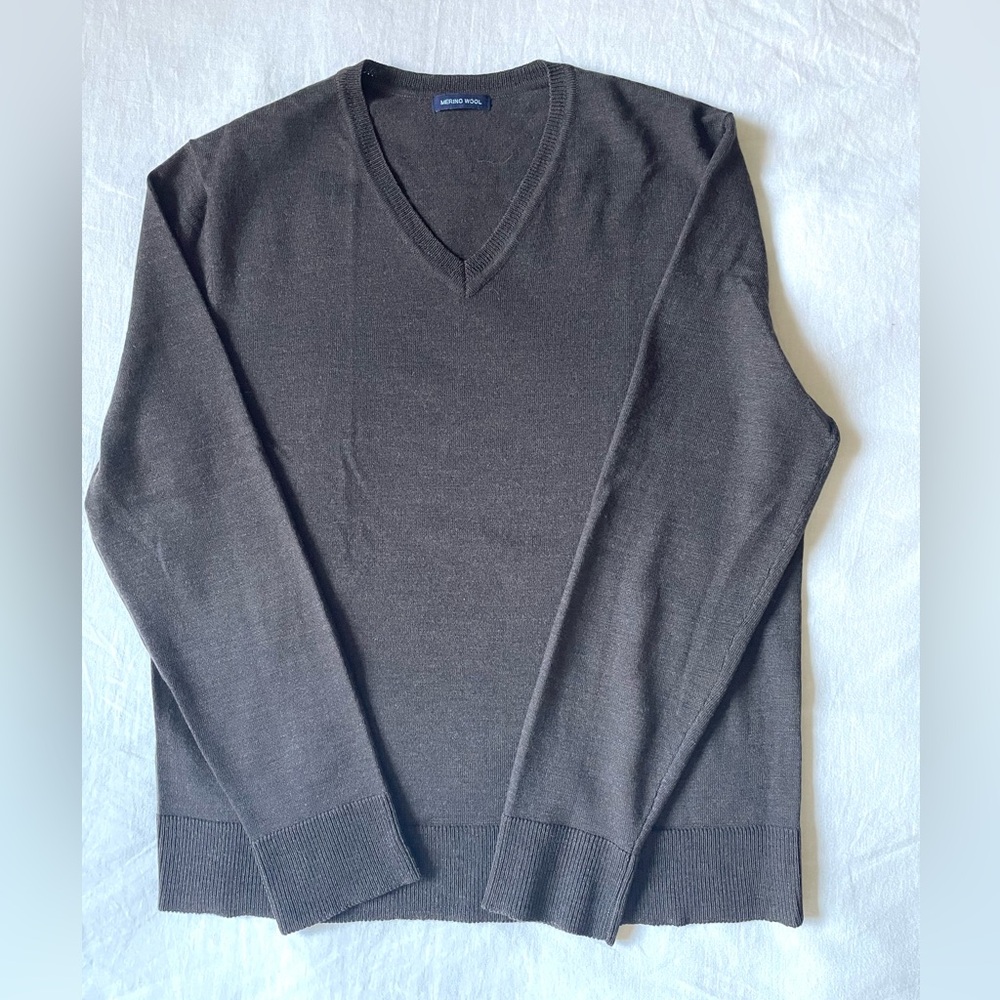 Emile Lafaurie Brown Merino Wool V Neck